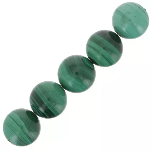 Cuentas redondas de 10 mm de piedra preciosa - Malaquita x5
