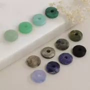 Cuenta donuts facetada 12 mm piedra gema - Onyx Noir x1