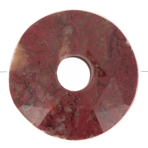 Cuenta donuts facetada 12 mm piedra gema - Jaspe poppy x1
