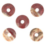Cuenta donuts facetada 12 mm piedra gema - Jaspe poppy x1