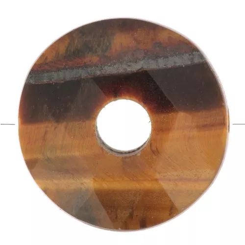 Cuenta donuts facetada 12 mm piedra gema - Oeil de tigre x1
