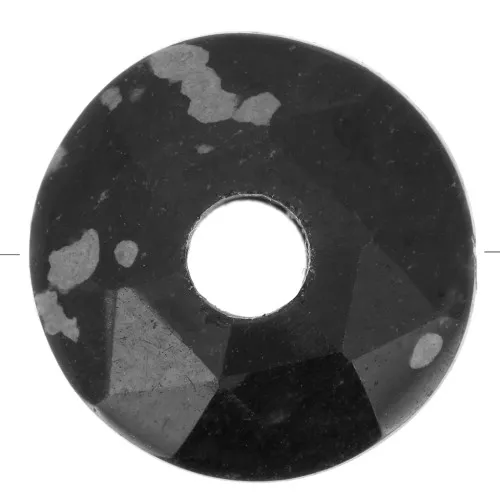 Cuenta donuts facetada 12 mm piedra gema - Obsidienne mouchetée x1