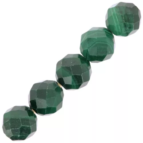 Cuentas redondas facetadas 4 mm piedra preciosa - Malaquita x20
