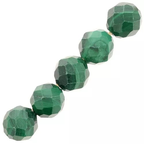 Cuentas redondas facetadas 6 mm piedra preciosa - Malaquita x15