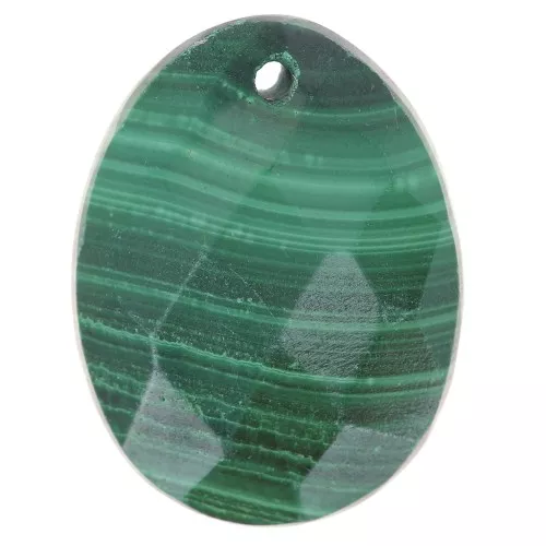 Colgante de piedra preciosa ovalada facetada 20x15 mm - Malaquita x1