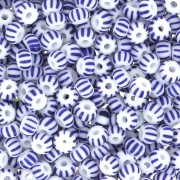 Cuentas de Rocalla Preciosa rayadas 8/0, 3 mm - Blanco - Azul, 20 g