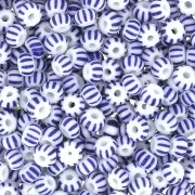 Cuentas de Rocalla Preciosa rayadas 8/0, 3 mm - Blanco - Azul, 20 g