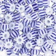 Cuentas Preciosa Rocalla 4/0, 5,1 mm - Blanco - Azul, 20 g