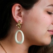 Colgante de ovale de resina opaca 44x33 mm - Rose Fuchsia x1