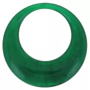 Pendentif rond évidé en résine opaque 44 mm - Vert foncé marbré x1