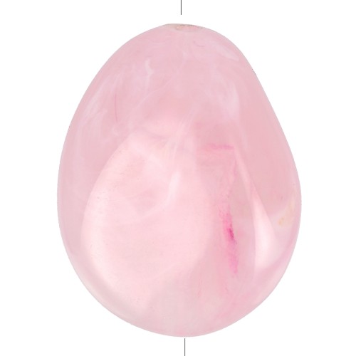 Cuenta plana irregular 25x20 mm en resina opaca - Rosa claro jaspeado x1