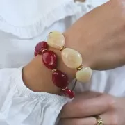 Cuenta de resina opaca irregular plana 25x20 mm - Rosa claro jaspeado x1