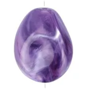 Cuenta plana irregular 25x20 mm en resina opaca - Violeta jaspeado x1