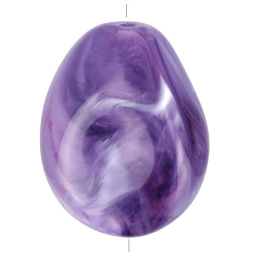 Cuenta plana irregular 25x20 mm en resina opaca - Violeta jaspeado x1