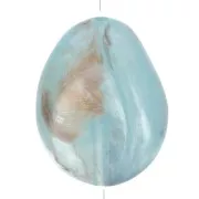 Cuenta plana irregular 25x20 mm en resina opaca - Azul cielo jaspeado x1