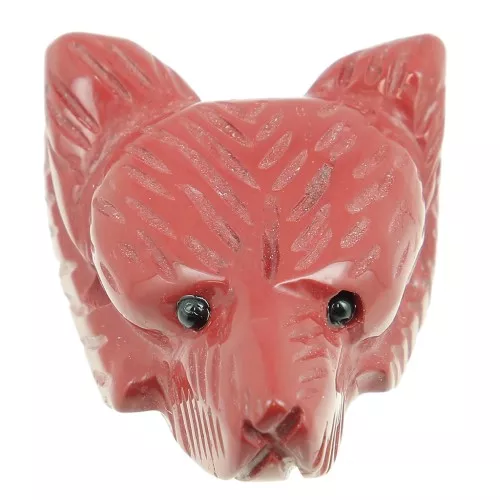 Colgante Cabeza de Lobo 35x25 mm en piedra preciosa - Jaspe rouge x1