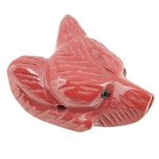 Colgante Cabeza de Lobo 35x25 mm en piedra preciosa - Jaspe rouge x1