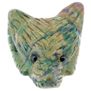 Colgante Cabeza de Lobo 35x25 mm en piedra preciosa- Jade verte x1