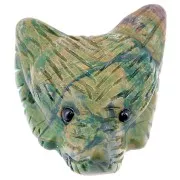 Colgante Cabeza de Lobo 35x25 mm en piedra preciosa- Jade verte x1