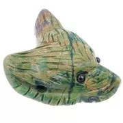 Colgante Cabeza de Lobo 35x25 mm en piedra preciosa- Jade verte x1