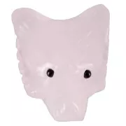 Colgante Cabeza de Lobo 35x25 mm en piedra preciosa - Cuarzo Rosa x1
