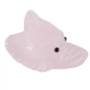 Colgante Cabeza de Lobo 35x25 mm en piedra preciosa - Cuarzo Rosa x1