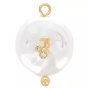 Pendentif rond perle d'eau douce et cerises en óxido de zirconio 20x14 mm - Blanc - Doré x1