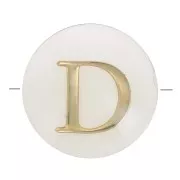 Cuenta letra alfabética redonda de nácar 8 mm - D - Natural - Dorado x1