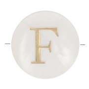 Cuenta letra alfabética redonda de nácar 8 mm - F - Natural - Dorado x1|raw }}