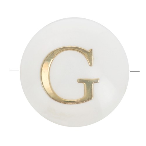 Cuenta letra alfabética redonda de nácar 8 mm - G - Natural - Dorado x1