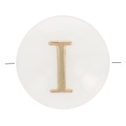 Cuenta letra alfabética redonda de nácar 8 mm - I - Natural - Dorado x1