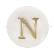 Cuenta letra alfabética redonda de nácar 8 mm - N - Natural - Dorado x1|raw }}
