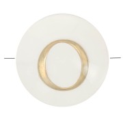 Cuenta letra alfabética redonda de nácar 8 mm - O - Natural - Dorado x1