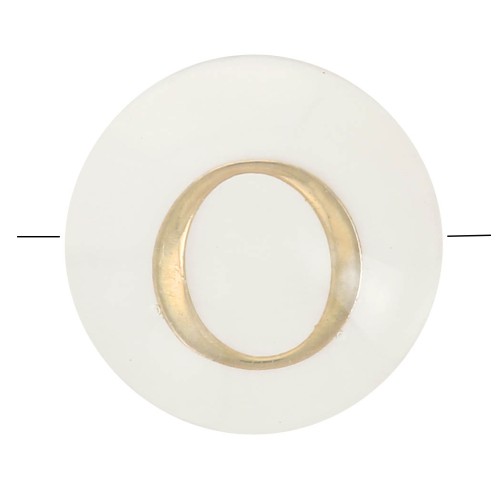 Cuenta letra alfabética redonda de nácar 8 mm - O - Natural - Dorado x1