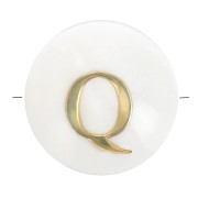 Cuenta letra alfabética redonda de nácar 8 mm - Q - Natural - Dorado x1|raw }}