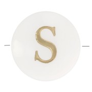 Cuenta letra alfabética redonda de nácar 8 mm - S - Natural - Dorado x1|raw }}