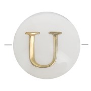 Cuenta letra alfabética redonda de nácar 8 mm - U - Natural - Dorado x1|raw }}