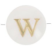 Cuenta letra alfabética redonda de nácar 8 mm - W - Natural - Dorado x1|raw }}