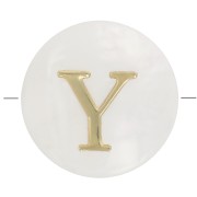 Cuenta letra alfabética redonda de nácar 8 mm - Y - Natural - Oro x1|raw }}