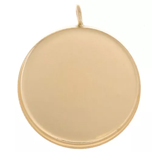Colgante redondo para cabujón de fondo plano de 18 mm con anilla vertical - Gold filled x1