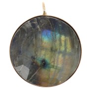 Colgante redondo para cabujón de fondo plano de 18 mm con anilla vertical - Gold filled x1