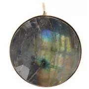 Colgante redondo para cabujón de fondo plano de 18 mm con anilla vertical - Gold filled x1