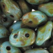 SuperDuo 2,5x5 mm Blue Turquoise Travertin x10g|raw }}