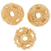 Cuentas redondas de filigrana de 4 mm - Chapado en oro x20|raw }}