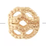 Cuentas redondas de filigrana de 4 mm - Chapado en oro x20