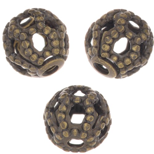 Cuentas redondas de filigrana 4 mm - Bronce x20