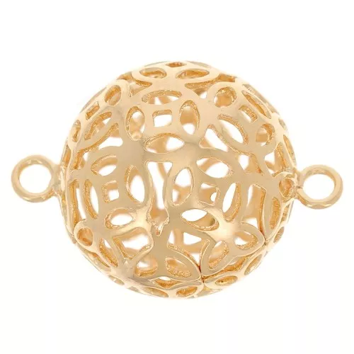 Separadores de bolas de 2 anillos con marca de agua 17x12 mm - Dorado fino x10