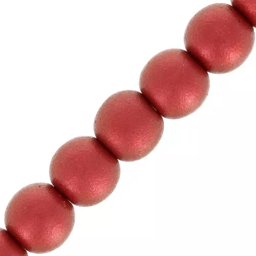 Cuentas de cristal checo redondas de 3 mm - Rojo Metalizado Mate x50