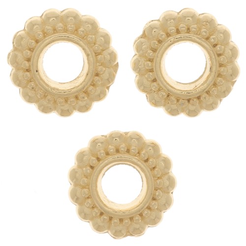 Cuentas redondas trabajadas 7 mm - Chapado en oro x6