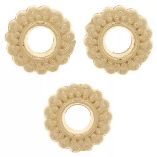 Cuentas redondas trabajadas 7 mm - Chapado en oro x6